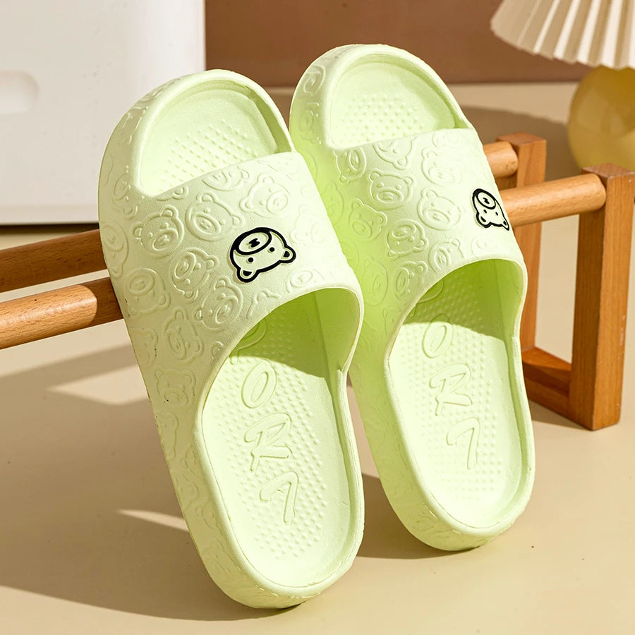 Summer Fashion Men'S Slippers Printting Little Bear Sandals Indoor Bathroom Non-Slip Soft Women Dormitory Casual Shoes Couple